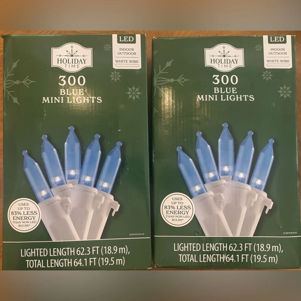LED Christmas mini String Lights 2 boxes 300 count each blue NEW NWT Xmas